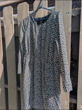 J. Crew Black Dress with White Heart Print